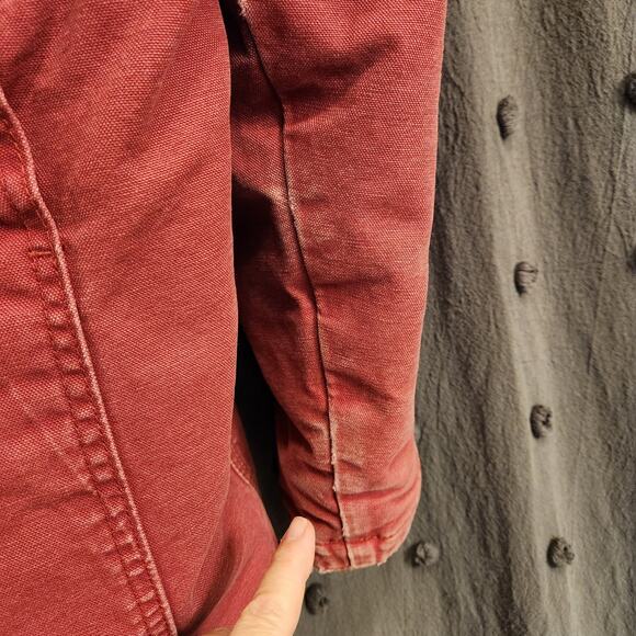 BERNE Duck Canvas Jacket Youth Medium R 10-11 Pink Sherpa Lined Hood Pocket Barn - Picture 10 of 12